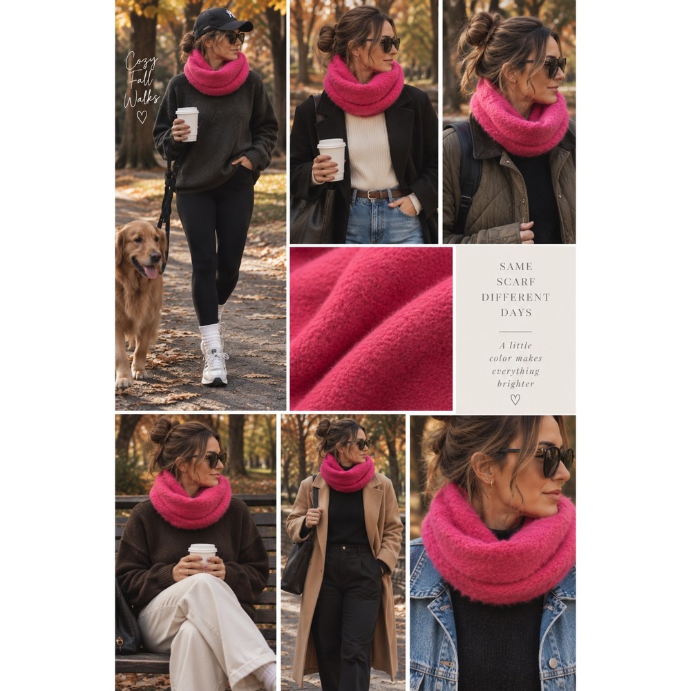 Nine West carnation hot pink extra long fleece scarf oversized wrap color pop